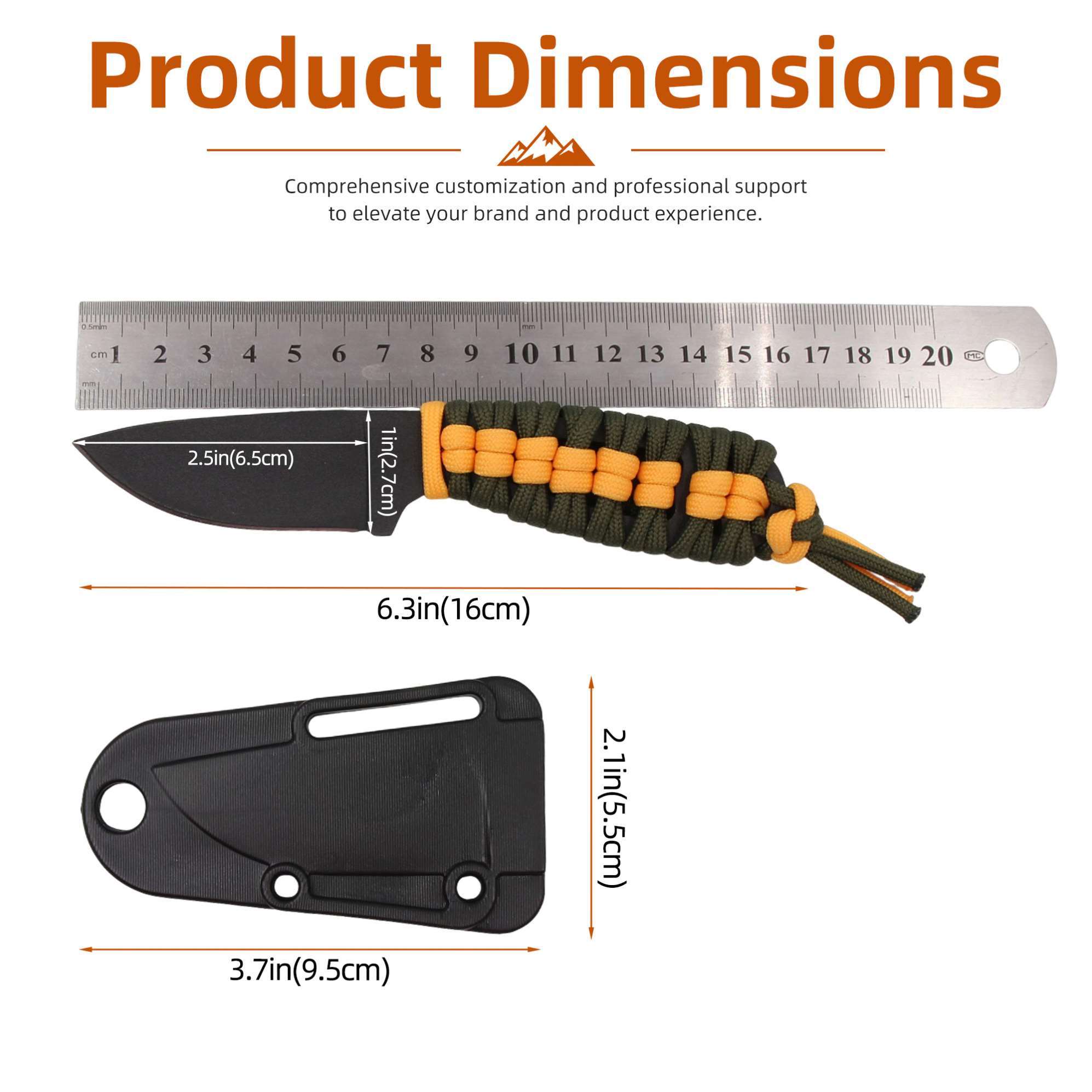 Paracord knife dimensions and sheath