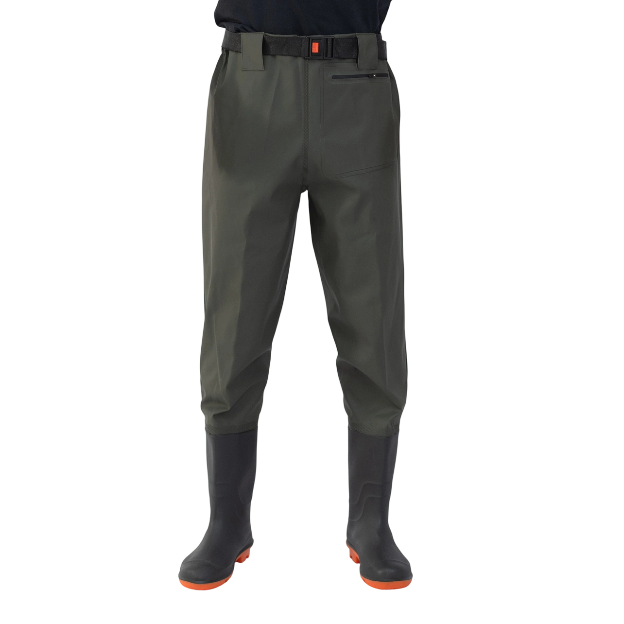 PVC waist-high waders front view